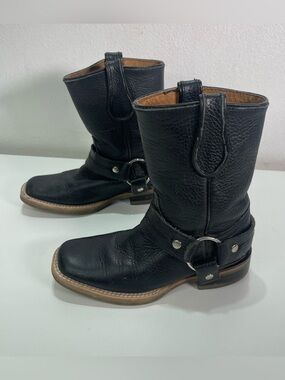 Soto Kids Boots 13 Leather Harness Black Western Cowboy Biker core Square Toe